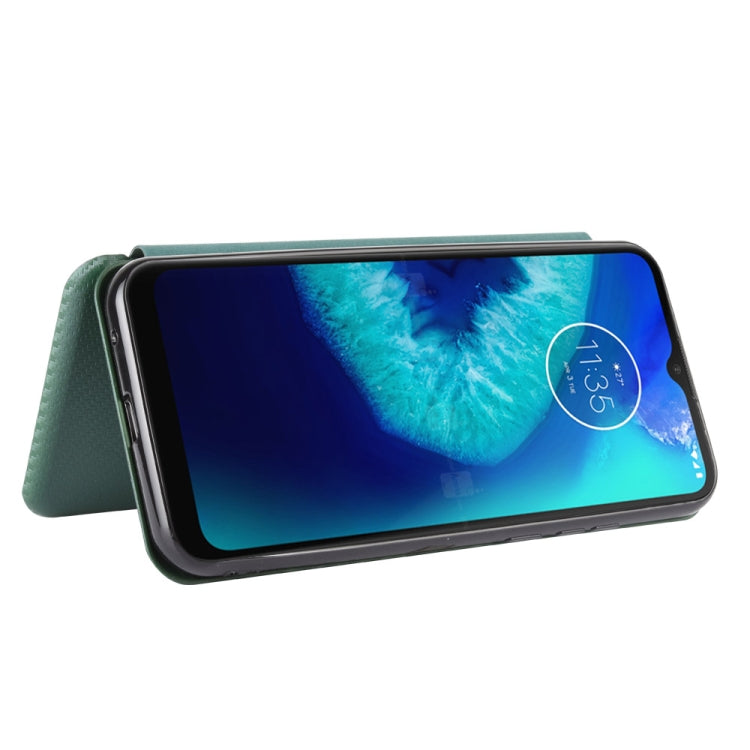 For Motorola Moto G8 Power Lite Carbon Fiber Texture Horizontal Flip TPU + PC + PU Leather Case with Rope & Card Slot