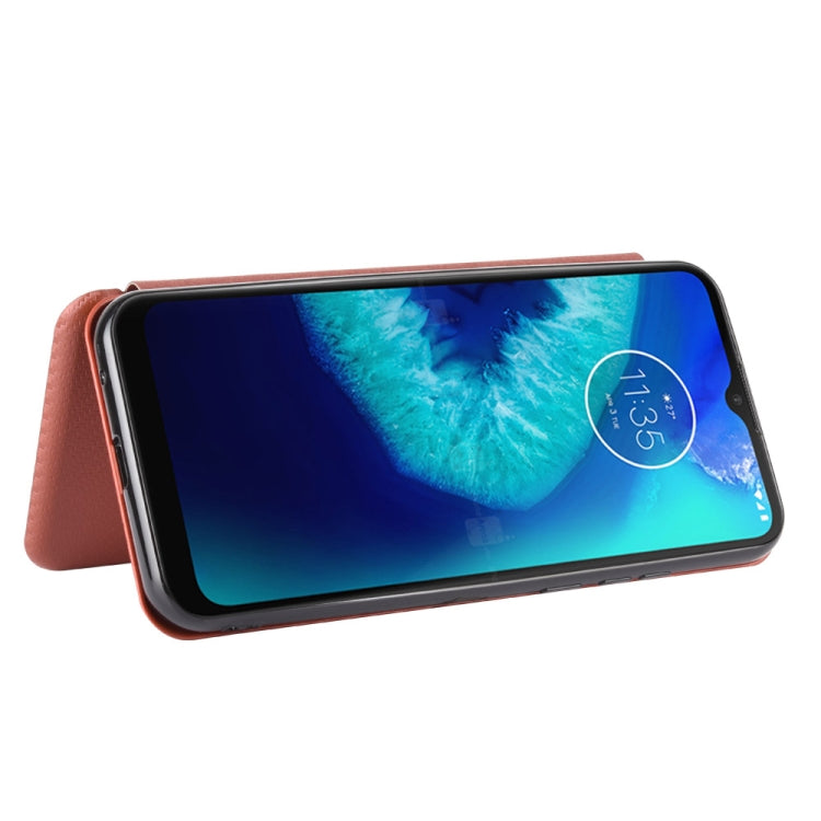 For Motorola Moto G8 Power Lite Carbon Fiber Texture Horizontal Flip TPU + PC + PU Leather Case with Rope & Card Slot