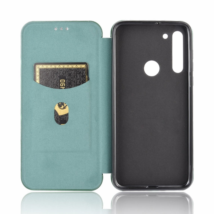 For Motorola Moto G8 Carbon Fiber Texture Horizontal Flip TPU + PC + PU Leather Case with Rope & Card Slot