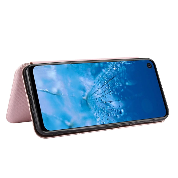 For Motorola Moto P40 Power / One Action Carbon Fiber Texture Horizontal Flip TPU + PC + PU Leather Case with Rope & Card Slot