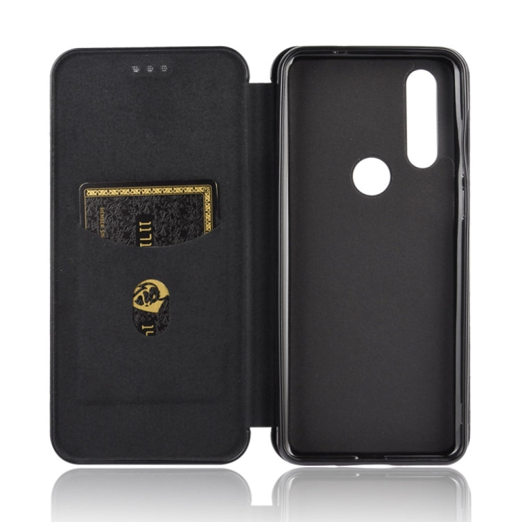 For Motorola Moto P40 Power / One Action Carbon Fiber Texture Horizontal Flip TPU + PC + PU Leather Case with Rope & Card Slot