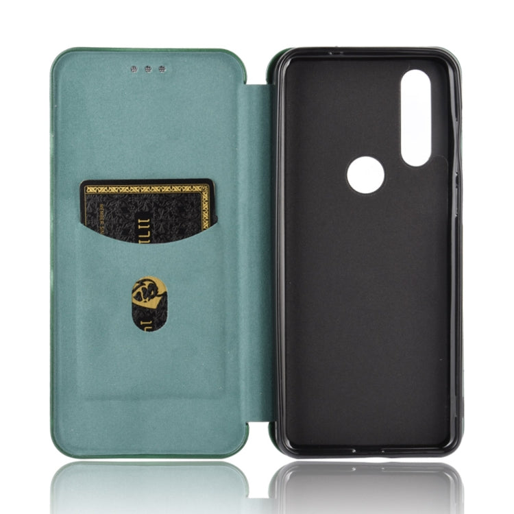 For Motorola Moto P40 Power / One Action Carbon Fiber Texture Horizontal Flip TPU + PC + PU Leather Case with Rope & Card Slot