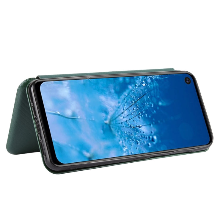 For Motorola Moto P40 Power / One Action Carbon Fiber Texture Horizontal Flip TPU + PC + PU Leather Case with Rope & Card Slot