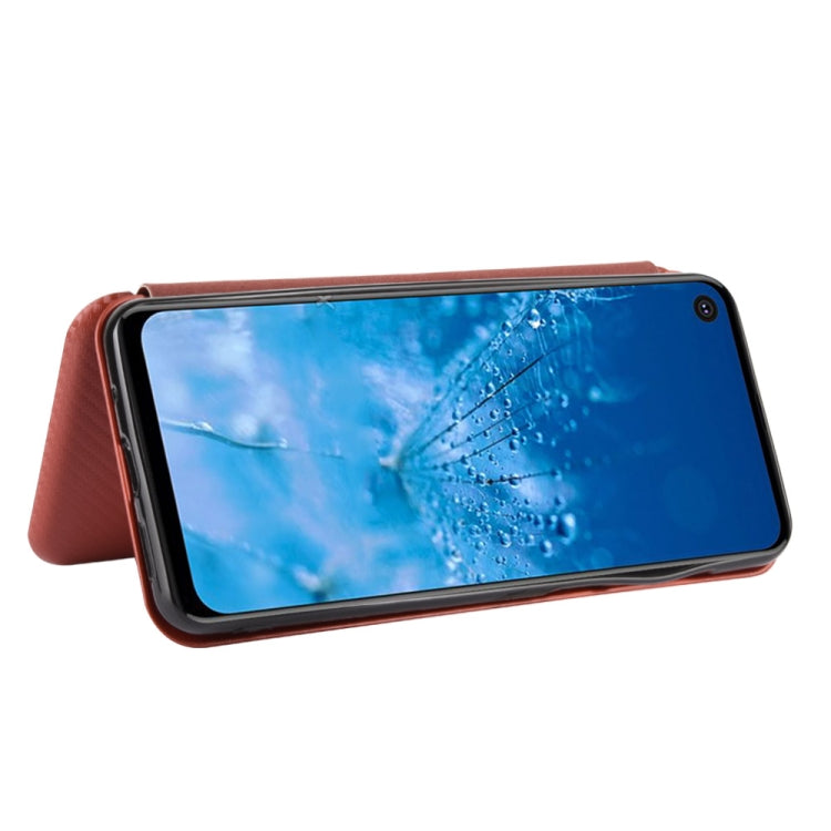 For Motorola Moto P40 Power / One Action Carbon Fiber Texture Horizontal Flip TPU + PC + PU Leather Case with Rope & Card Slot