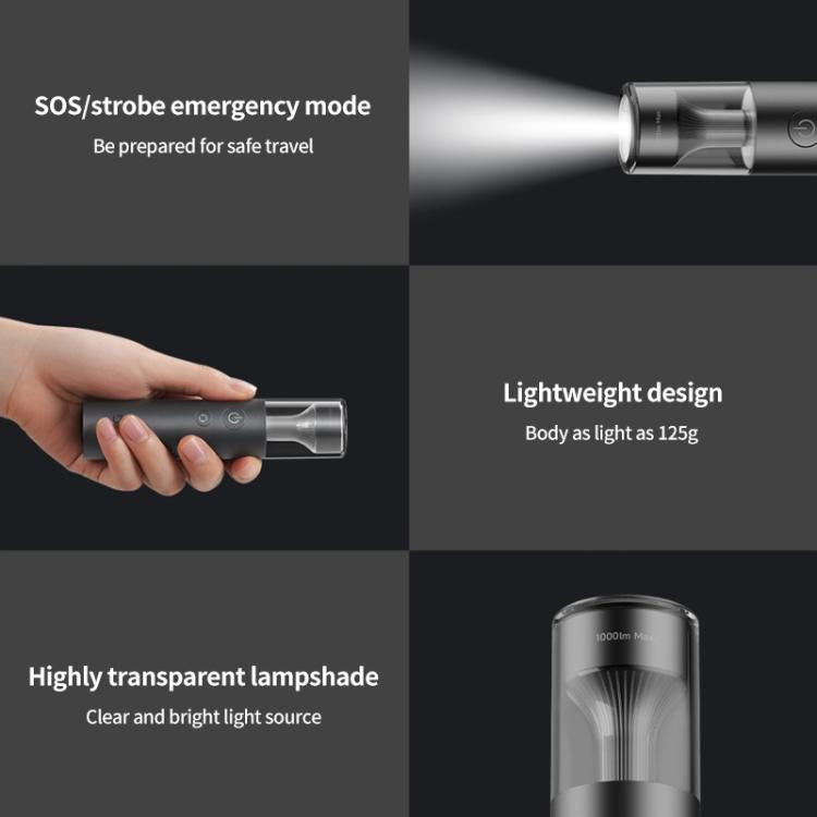Original Xiaomi Mijia Multifunctional Portable Flashlight 1000LM IP65 Protection - Metal Grey