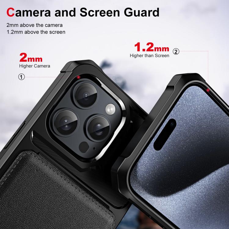 For iPhone 16 Pro Max Vertical Flip Card Bag Holder Leather Phone Case