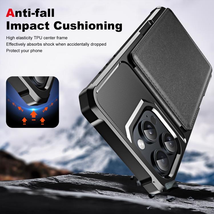 For iPhone 16 Pro Max Vertical Flip Card Bag Holder Leather Phone Case