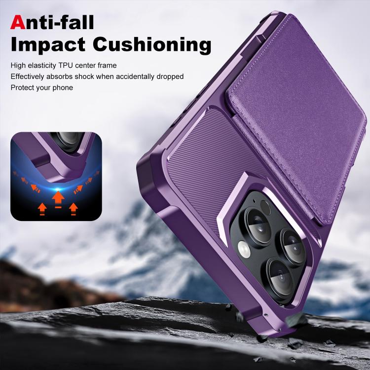 For iPhone 16 Pro Max Vertical Flip Card Bag Holder Leather Phone Case