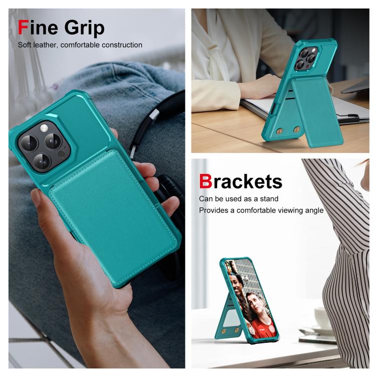 For iPhone 16 Pro Max Vertical Flip Card Bag Holder Leather Phone Case