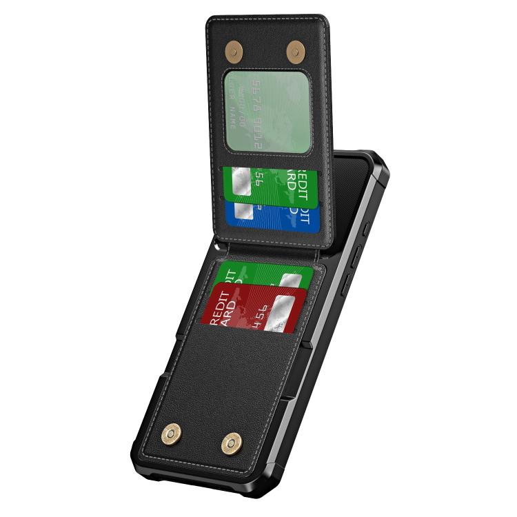 For iPhone 16 Pro Vertical Flip Card Bag Holder Leather Phone Case