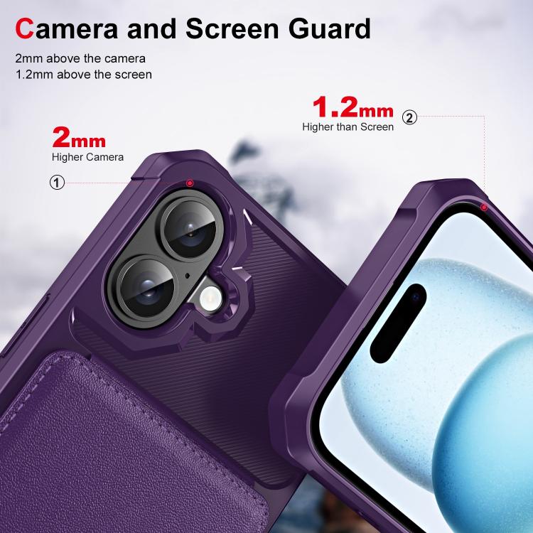 For iPhone 16 Plus Vertical Flip Card Bag Holder Leather Phone Case