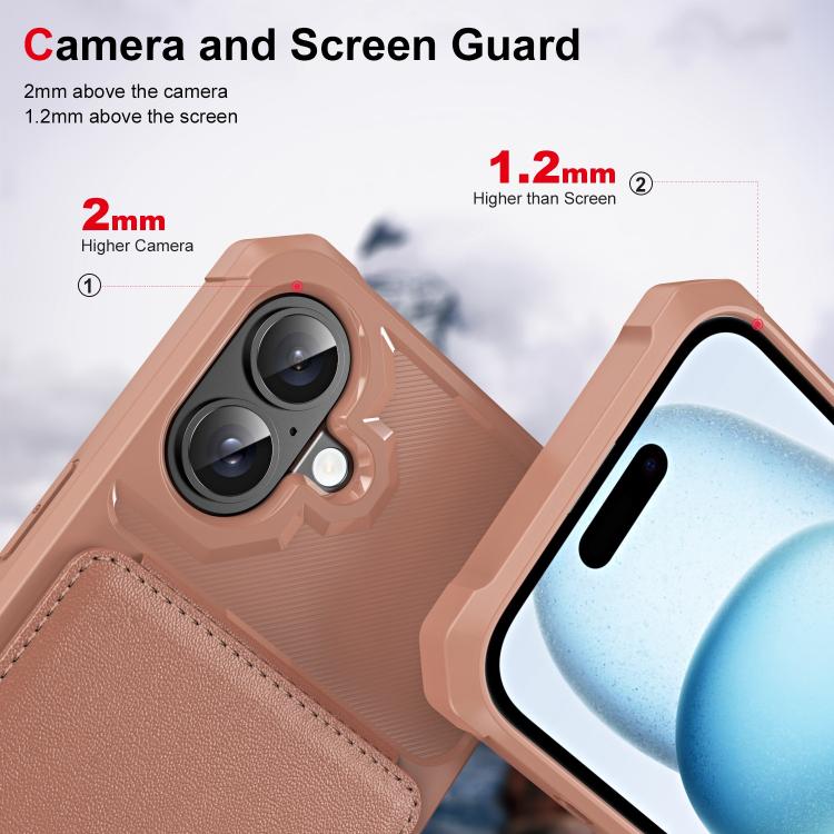 For iPhone 16 Plus Vertical Flip Card Bag Holder Leather Phone Case