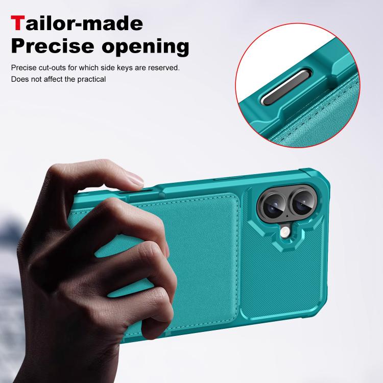 For iPhone 16 Plus Vertical Flip Card Bag Holder Leather Phone Case