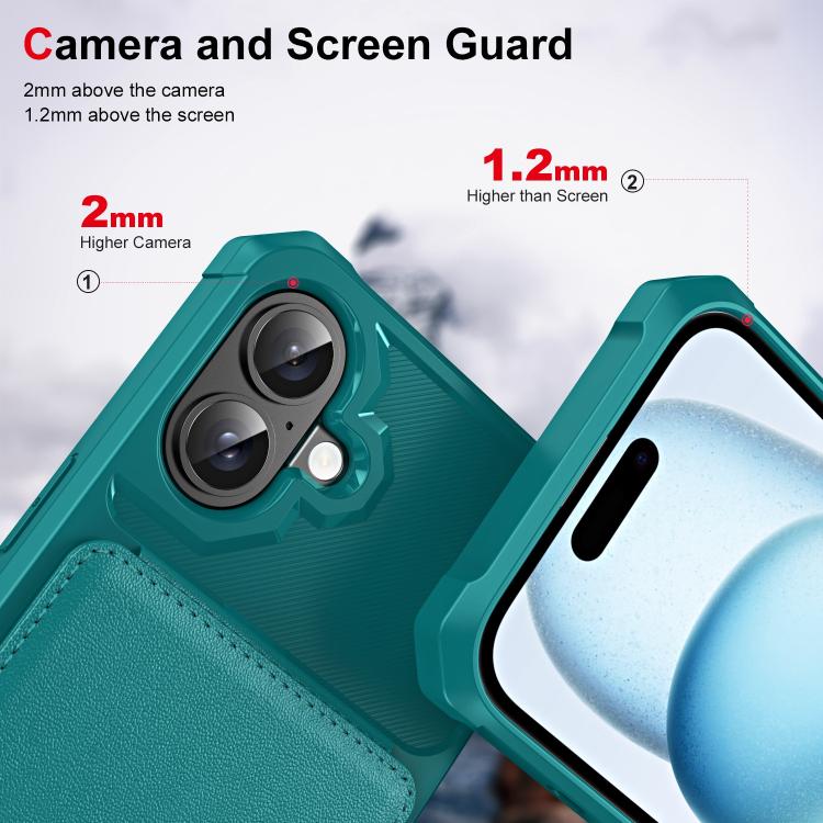 For iPhone 16 Plus Vertical Flip Card Bag Holder Leather Phone Case