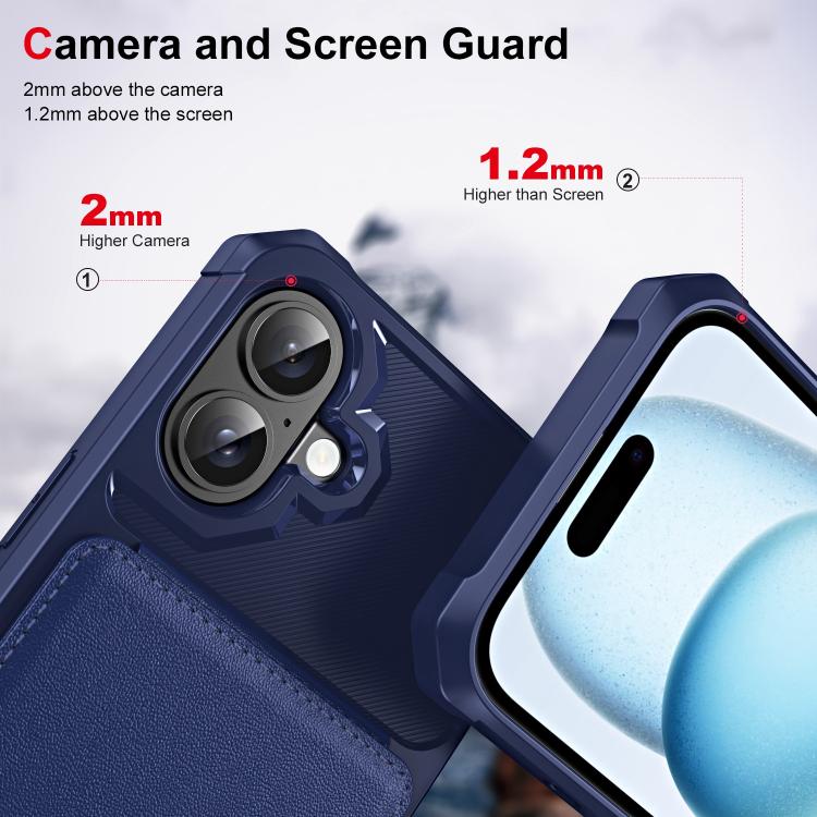 For iPhone 16 Plus Vertical Flip Card Bag Holder Leather Phone Case