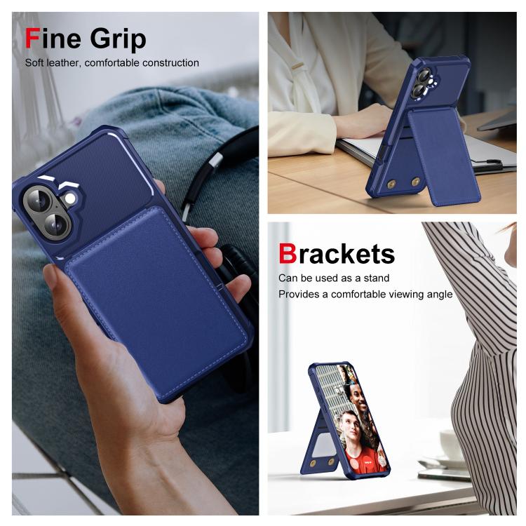 For iPhone 16 Plus Vertical Flip Card Bag Holder Leather Phone Case