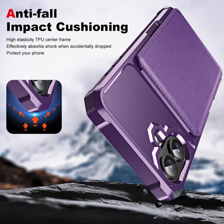 For iPhone 16 Vertical Flip Card Bag Holder Leather Phone Case