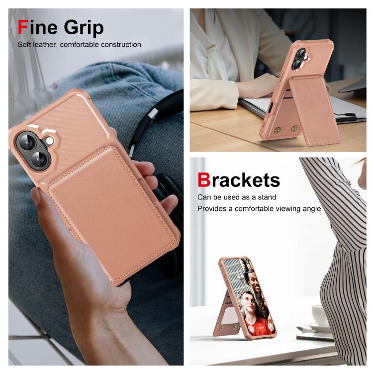 For iPhone 16 Vertical Flip Card Bag Holder Leather Phone Case