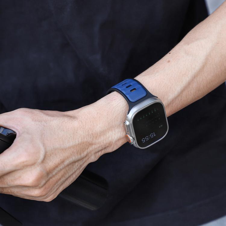 For Apple Watch 46mm / 49mm / 45mm / 44mm Norman Buckle Two-color Silicone Watch Band