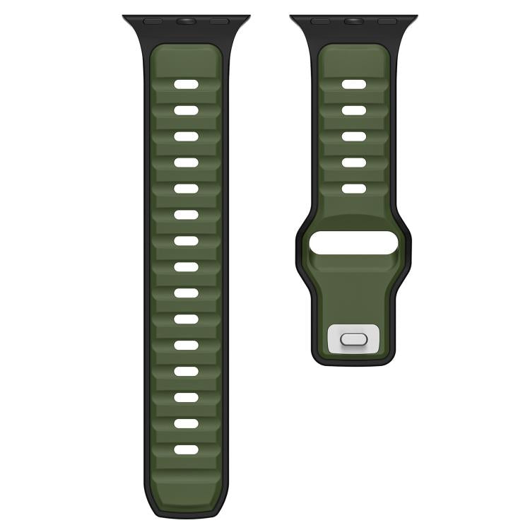 For Apple Watch 46mm / 49mm / 45mm / 44mm Norman Buckle Two-color Silicone Watch Band