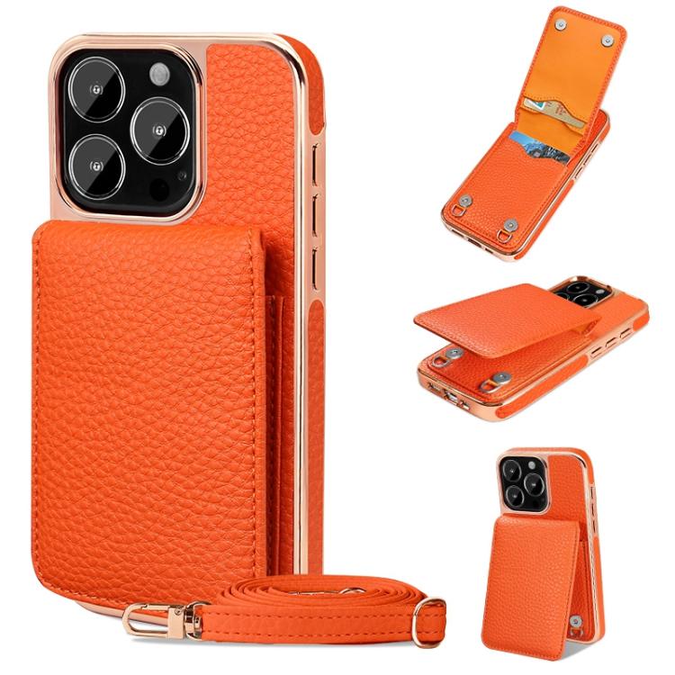 For iPhone 15 Pro VIETAO Litchi Texture Wallet PU Phone Case with Lanyard