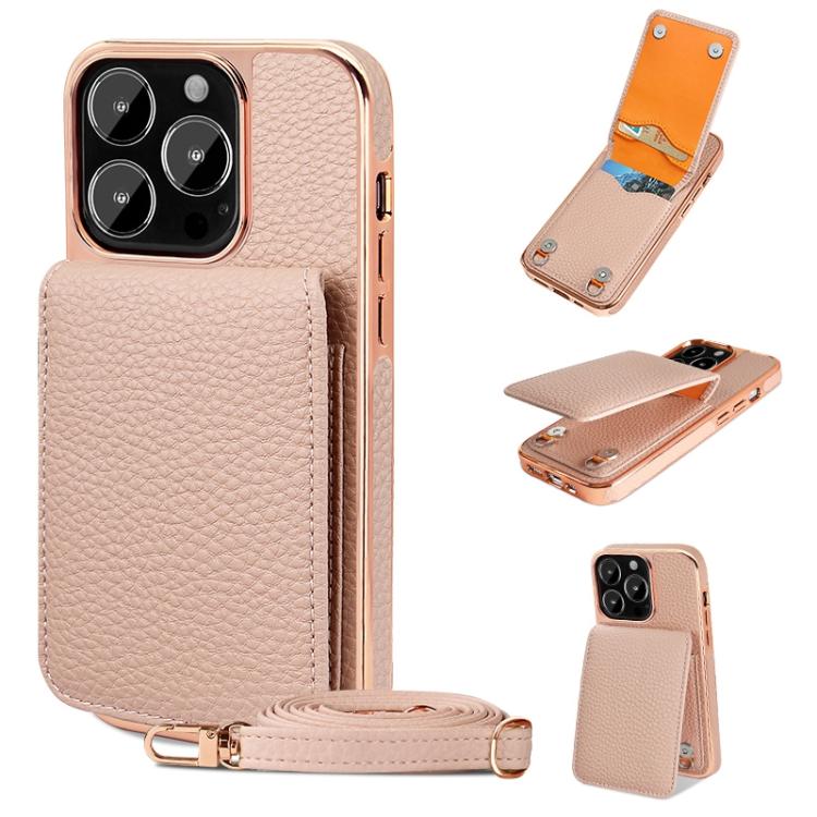 For iPhone 13 Pro Max VIETAO Litchi Texture Wallet PU Phone Case with Lanyard