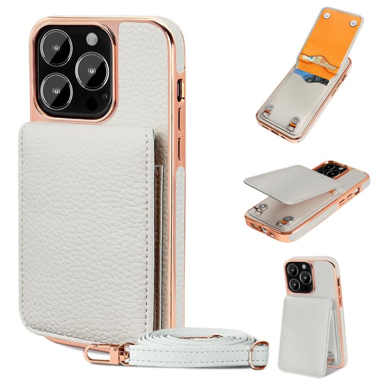 For iPhone 13 Pro Max VIETAO Litchi Texture Wallet PU Phone Case with Lanyard