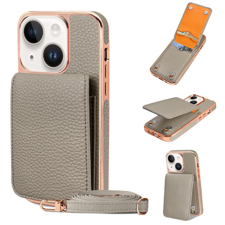 For iPhone 13 VIETAO Litchi Texture Wallet PU Phone Case with Lanyard