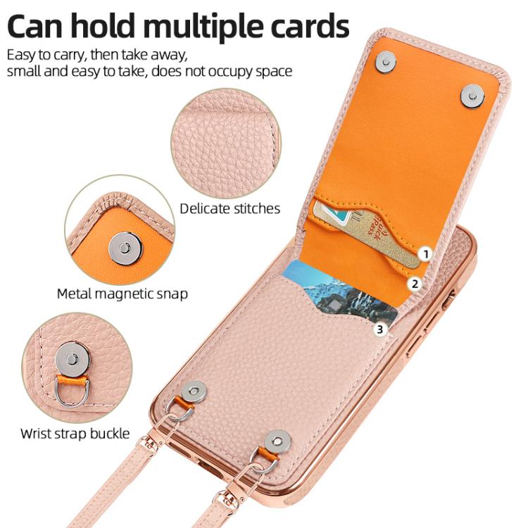 For iPhone 15 Pro Max VIETAO Litchi Texture Wallet PU Phone Case with Lanyard