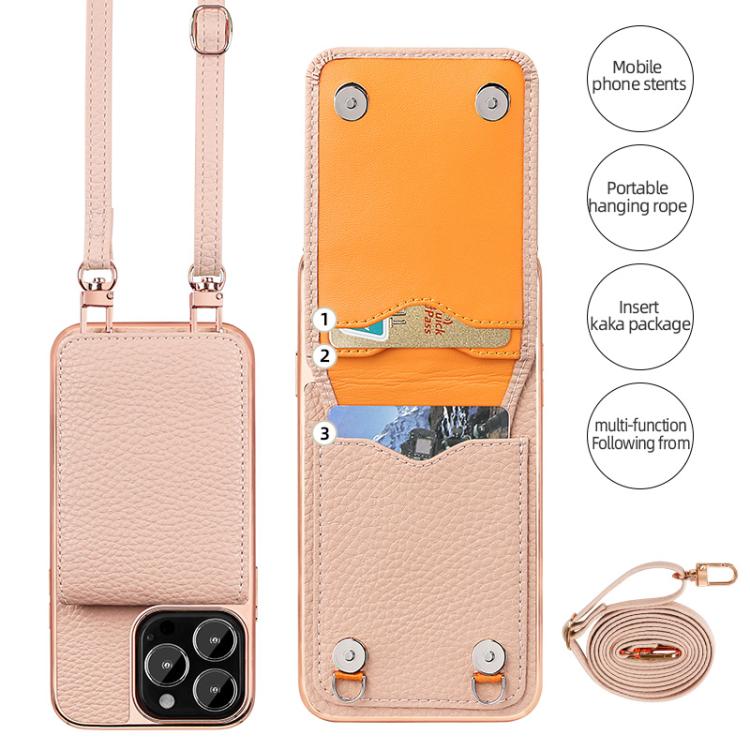 For iPhone 14 Pro Max VIETAO Litchi Texture Wallet PU Phone Case with Lanyard