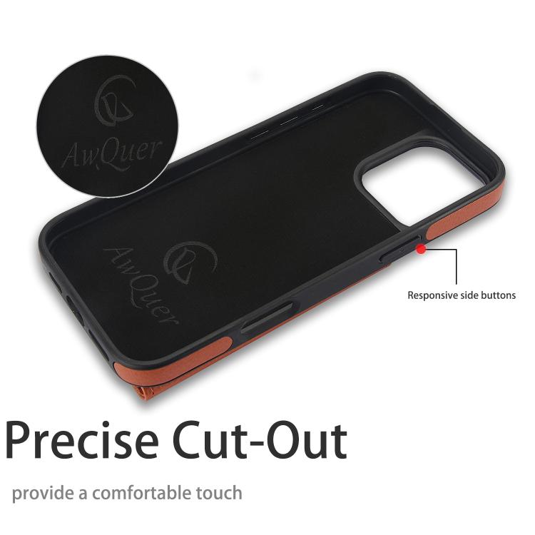 For iPhone 16 Pro Max AwQuer Horizontal Flip Card Bag Holder Leather Phone Case
