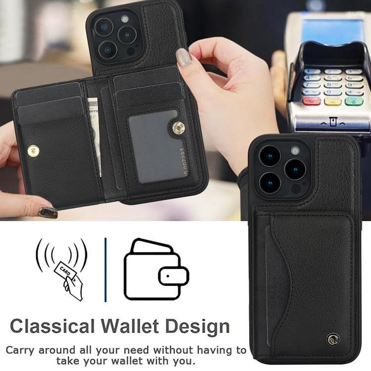 For iPhone 16 Pro AwQuer Horizontal Flip Card Bag Holder Leather Phone Case