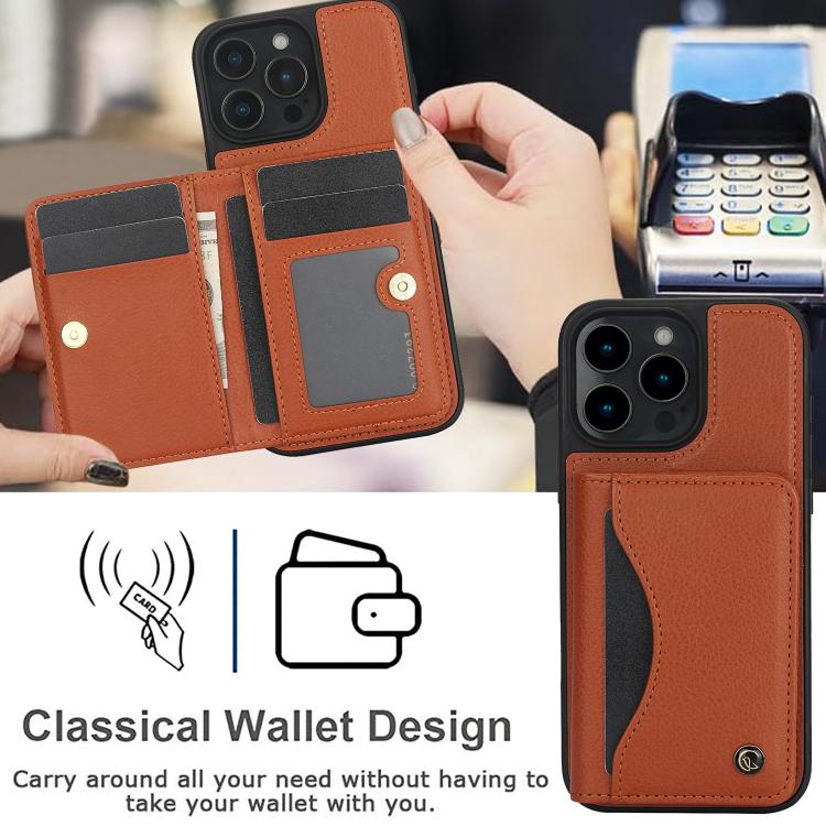 For iPhone 16 Pro AwQuer Horizontal Flip Card Bag Holder Leather Phone Case