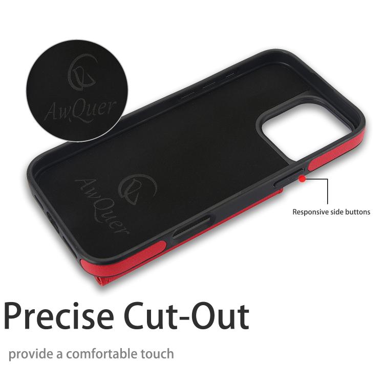 For iPhone 16 Pro AwQuer Horizontal Flip Card Bag Holder Leather Phone Case