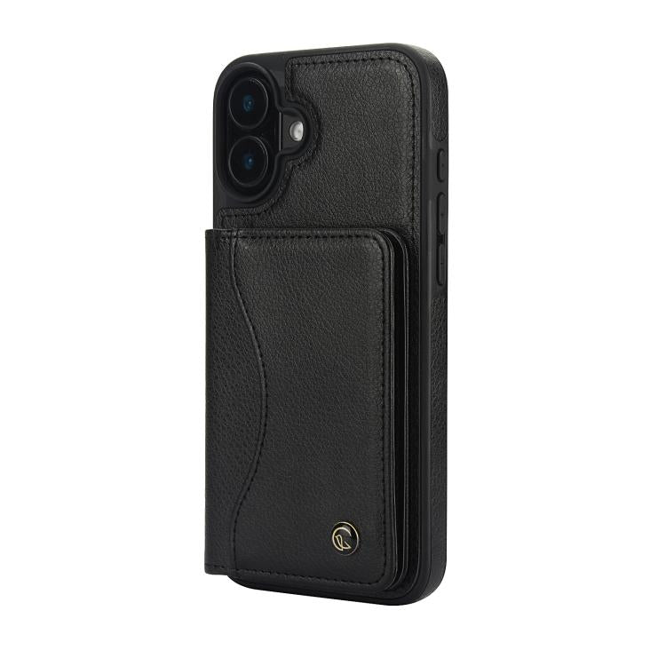For iPhone 16 Plus AwQuer Horizontal Flip Card Bag Holder Leather Phone Case