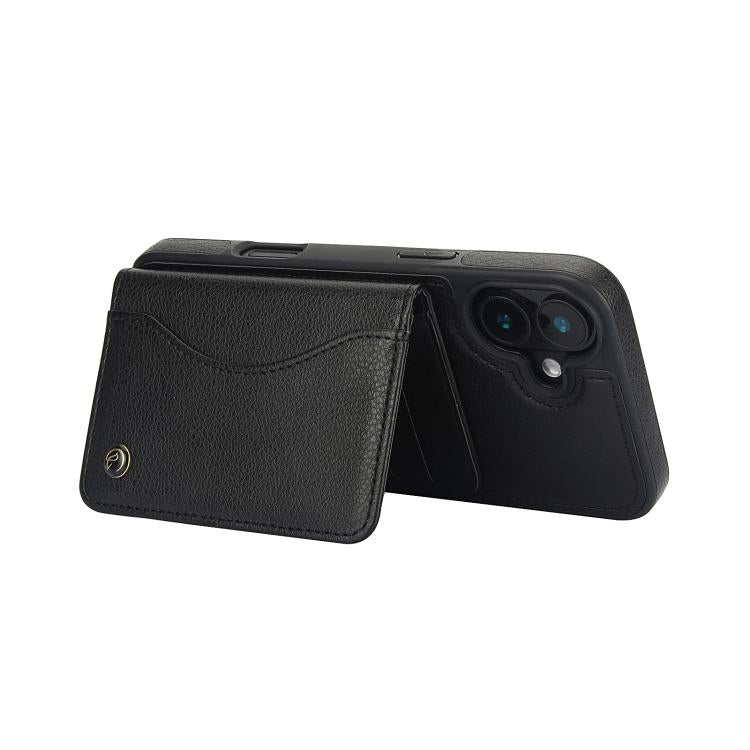 For iPhone 16 Plus AwQuer Horizontal Flip Card Bag Holder Leather Phone Case