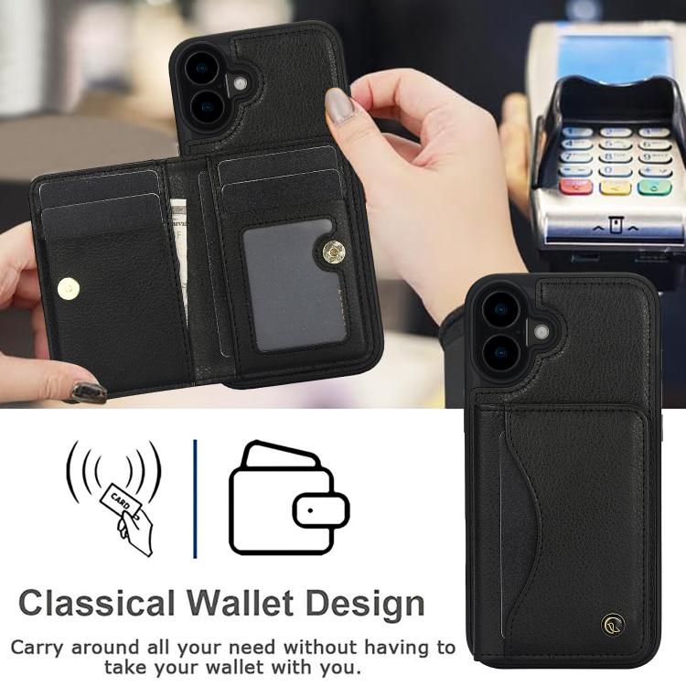 For iPhone 16 Plus AwQuer Horizontal Flip Card Bag Holder Leather Phone Case