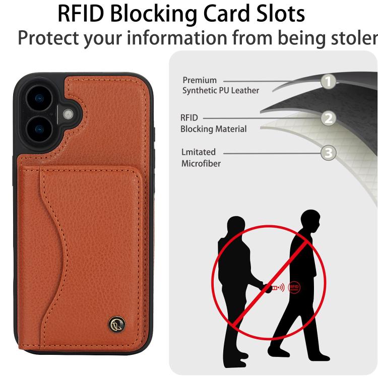 For iPhone 16 Plus AwQuer Horizontal Flip Card Bag Holder Leather Phone Case
