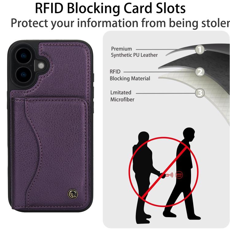 For iPhone 16 Plus AwQuer Horizontal Flip Card Bag Holder Leather Phone Case