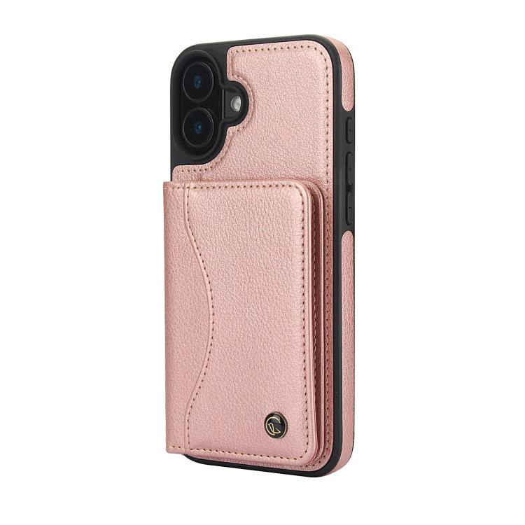 For iPhone 16 Plus AwQuer Horizontal Flip Card Bag Holder Leather Phone Case