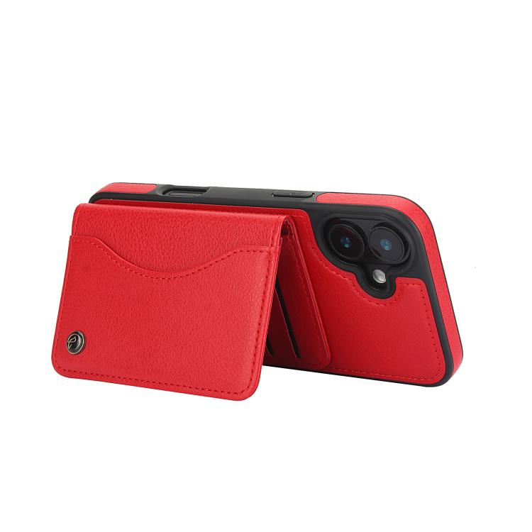 For iPhone 16 Plus AwQuer Horizontal Flip Card Bag Holder Leather Phone Case
