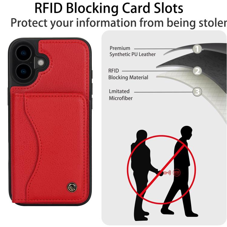 For iPhone 16 Plus AwQuer Horizontal Flip Card Bag Holder Leather Phone Case