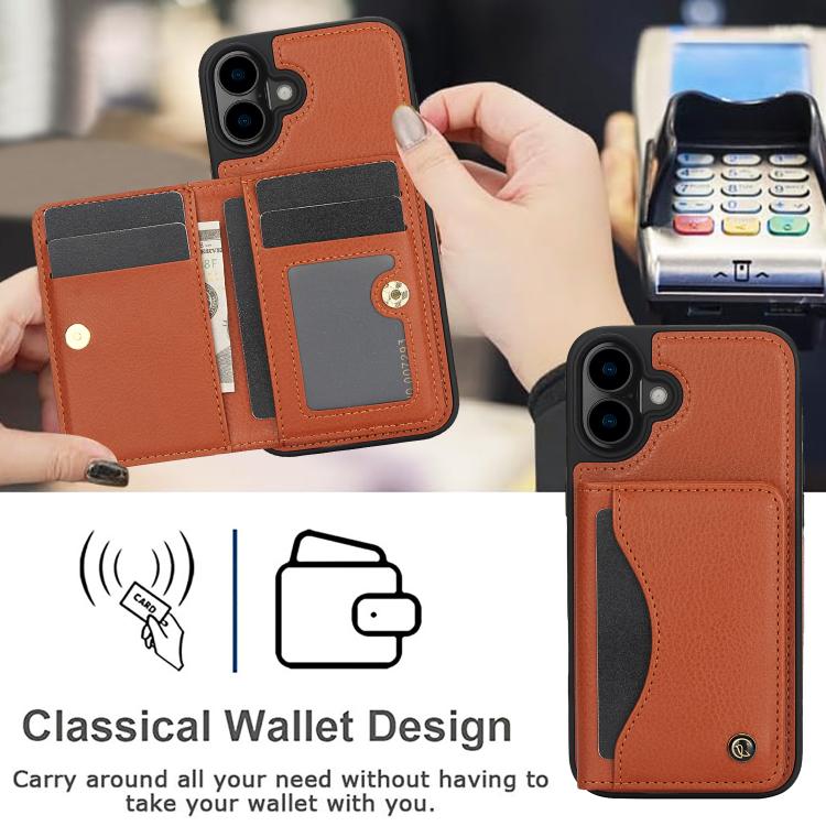 For iPhone 16 AwQuer Horizontal Flip Card Bag Holder Leather Phone Case