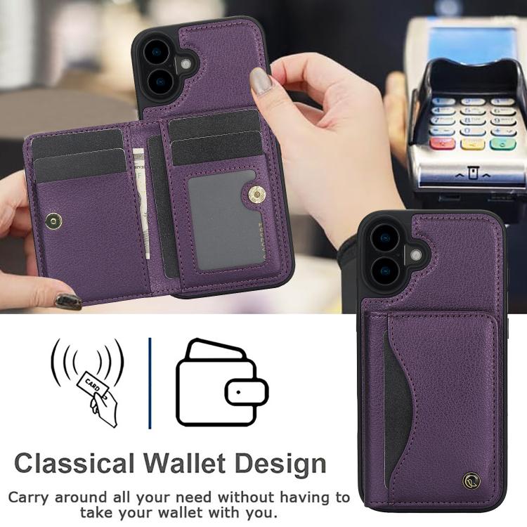 For iPhone 16 AwQuer Horizontal Flip Card Bag Holder Leather Phone Case
