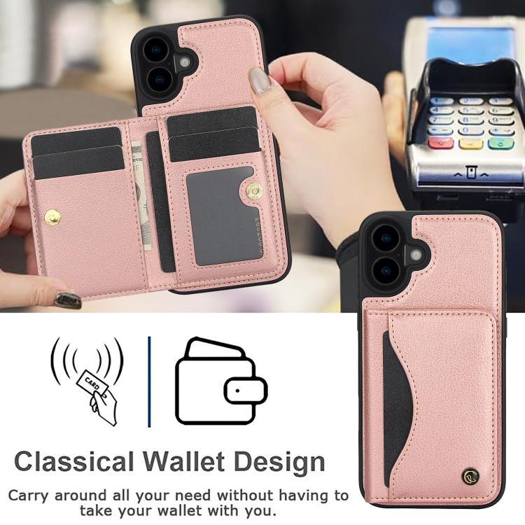 For iPhone 16 AwQuer Horizontal Flip Card Bag Holder Leather Phone Case