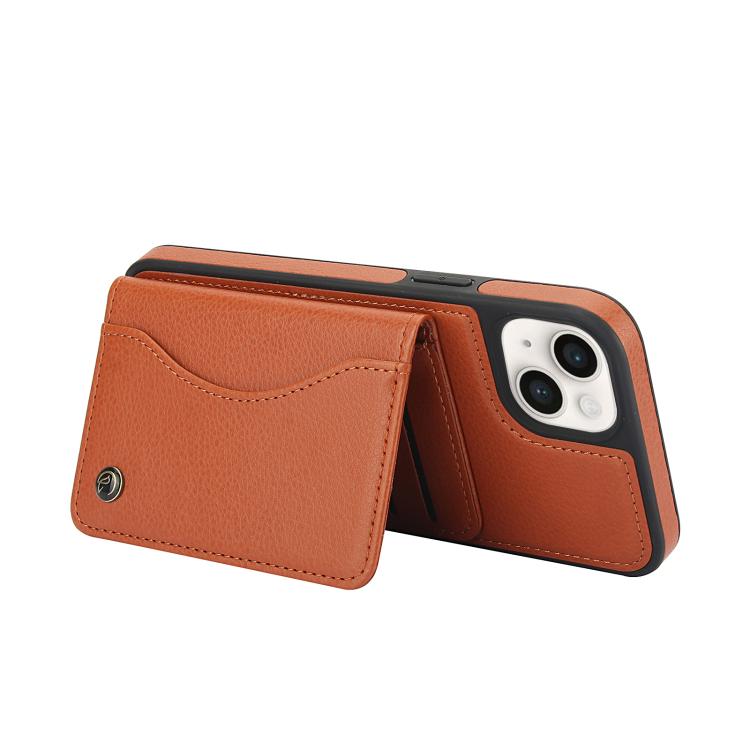 For iPhone 15 AwQuer Horizontal Flip Card Bag Holder Leather Phone Case