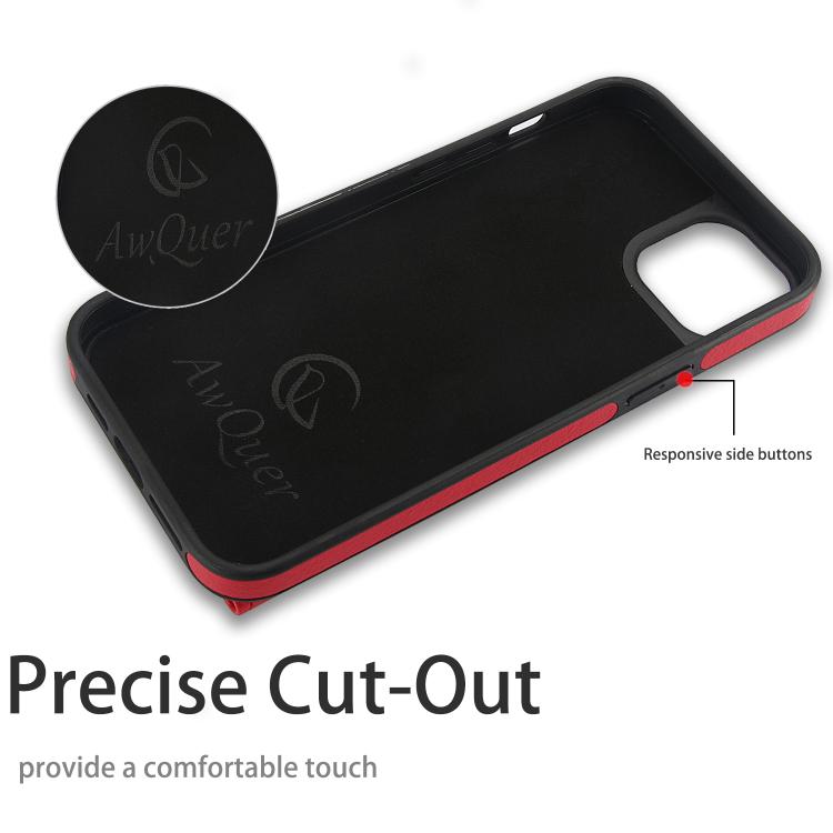 For iPhone 15 AwQuer Horizontal Flip Card Bag Holder Leather Phone Case