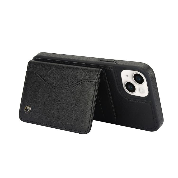 For iPhone 15 Plus AwQuer Horizontal Flip Card Bag Holder Leather Phone Case