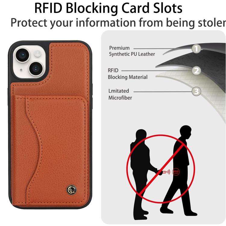 For iPhone 15 Plus AwQuer Horizontal Flip Card Bag Holder Leather Phone Case