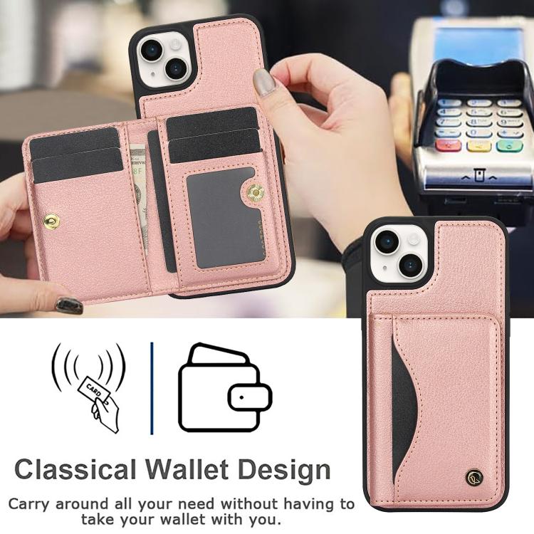 For iPhone 15 Plus AwQuer Horizontal Flip Card Bag Holder Leather Phone Case